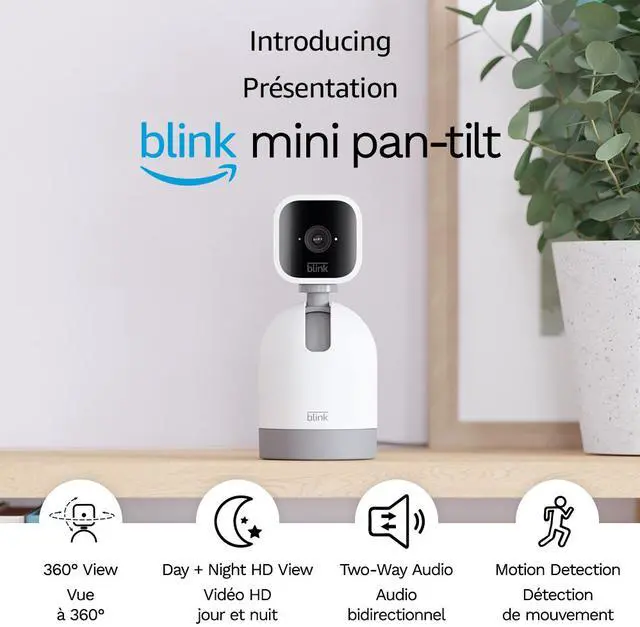 Alt view image 5 of 8 - Blink Mini Pan-Tilt 1920 x 1080 MAX Resolution Rotating Indoor Plug-in Smart Security Camera - White