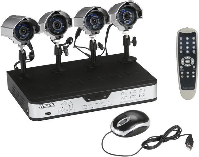 Main image of Zmodo PKD-DK4208-500GB 4 IR Camera + 4 CH DVR with 500GB with Remote Web / Mobile Phone Access