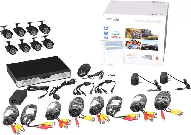 Alt view image 9 of 9 - Zmodo PKD-DK0855-500GB 8CH 960H DVR w/ 500GB HDD and 8 x 600TVL Day/Night Outdoor Cameras 3G Mobile Access Surveillance Kit