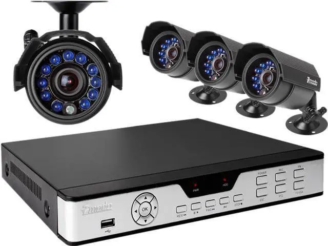Main image of Zmodo PKD-DK4216 4CH 960H DVR w/ 4 x 600TVL Day/Night Outdoor Cameras 3G Mobile Access Surveillance Kit