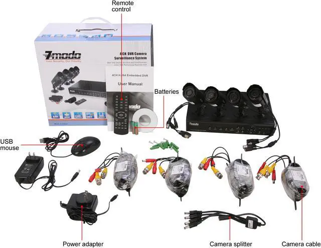 Alt view image 10 of 10 - Zmodo PKD-DK40107 4 Ch DVR & 4 CMOS 480 TVL Cam Kit