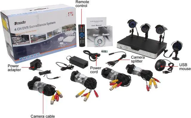 Alt view image 9 of 9 - Zmodo KDA4-NARQZ4ZN-5G 4Ch DVR with 500GB HDD & 4 Sony CCD Cam Kit