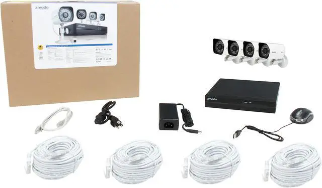 Alt view image 9 of 9 - Zmodo ZP-KE1H04-S-1TB 4CH NVR + 4 HD 720P Day / Night Outdoor sPoE IP Camera w/ 1 TB HDD Smartphone Scan QR Code Quick Remote Access