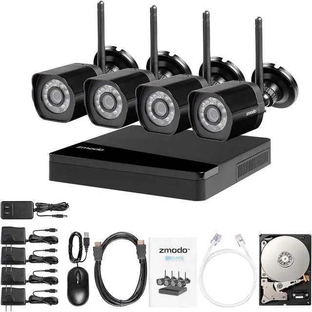 Alt view image 3 of 4 - Zmodo HD Wireless Surveillance System 4 Channel NVR with 1TB HDD 4 HD 720p Outdoor Home Security Cameras