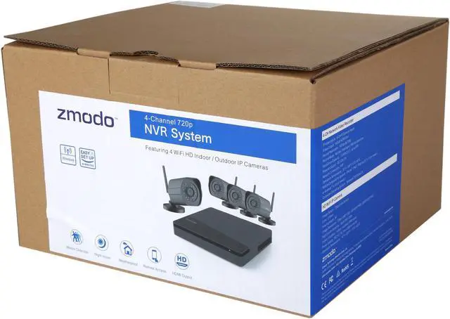 Alt view image 4 of 4 - Zmodo HD Wireless Surveillance System 4 Channel NVR with 1TB HDD 4 HD 720p Outdoor Home Security Cameras