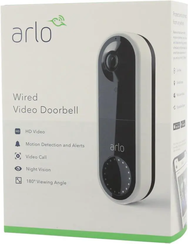 Alt view image 8 of 9 - Arlo Essential Wired Video Doorbell - HD Video, 180° View, Night Vision, 2 Way Audio, DIY Installation (wiring required), Security Camera, Doorbell Camera, Home Security Cameras, White - AVD1001