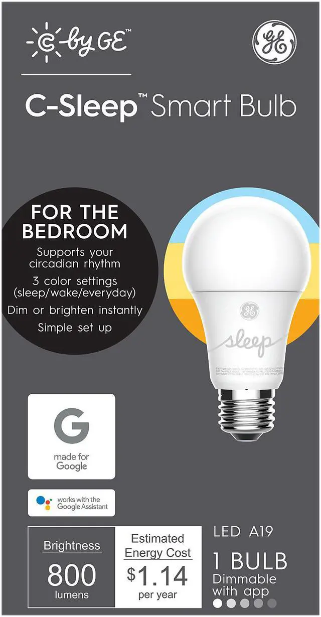 Alt view image 2 of 3 - C by GE Bluetooth Smart LED Light Bulb with Google Assistant/Alexa/HomeKit, Adjustable White 93096307
