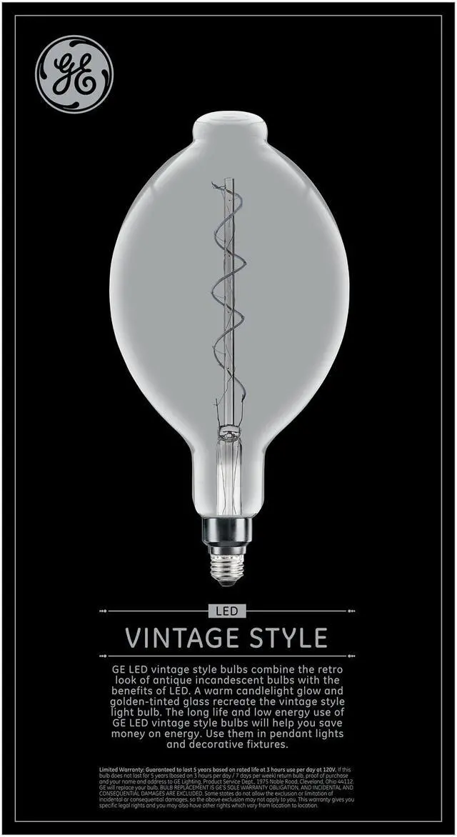 Alt view image 3 of 3 - GE Lighting 93100099 GE Large Vintage Style Spiral Filament 25-Watt Replacement Smoke Finish BT56 Decorative LED
