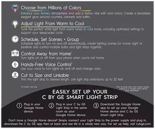 Alt view image 6 of 7 - C by GE Full Color Smart LED Light Strip, 80-inch (Power Supply Included)