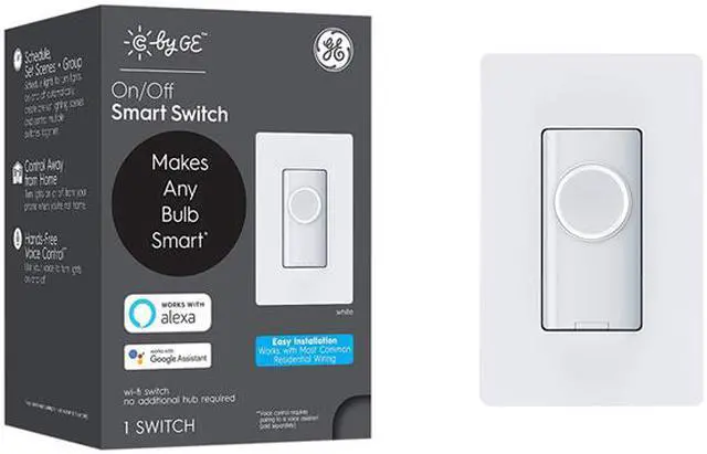 Alt view image 2 of 4 - C by GE On/Off 3-Wire Smart Switch Button Style, 1 Pack White - Wi-Fi, Works with Alexa and Google Assistant Without a Hub, No Neutral Wire Required, Single-Pole/3-Way Replacement