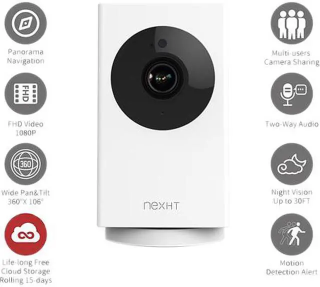 Alt view image 2 of 6 - Inland NexHT My Guard Smart 1080P Full HD WiFi Security Camera with Night Vision/Motion Detection/Two-Way Audio/Pan/D-Tilt/D-Zoom/360