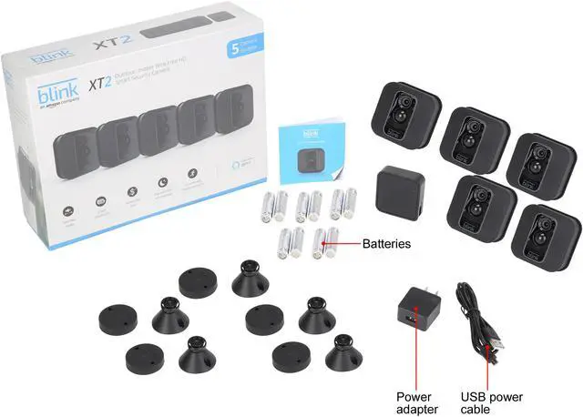 Alt view image 10 of 10 - Blink XT2 Outdoor/Indoor Smart Security Camera - 5 Camera Kit with Cloud Storage Included, 2-way Audio, 2-year Battery Life