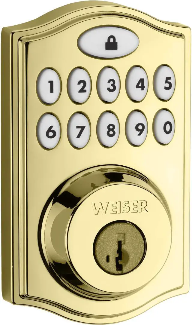Main image of Weiser 9GED18000-007 SmartCode 10 Traditional with Zigbee Electronics - Zigbee Electronic Lock in Brass