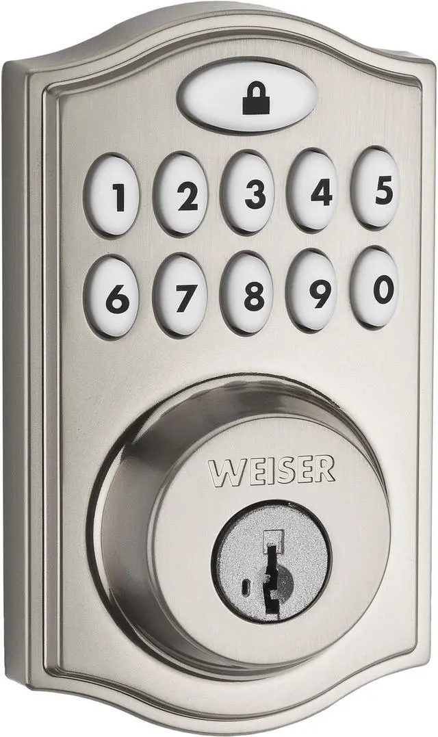 Main image of Weiser 9GED18000-008 SmartCode 10 Traditional with Zigbee Electronics - Zigbee Electronic Lock in Satin Nickel