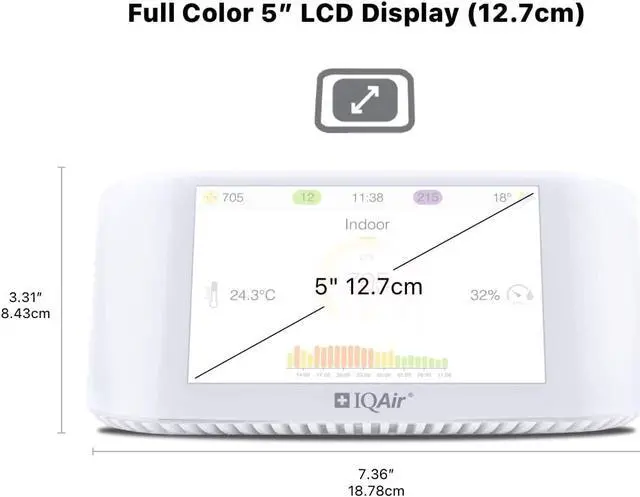 Alt view image 4 of 8 - IQAir [AirVisual Pro Air Quality Monitor] Indoor Air Quality [PM2.5, CO2, AQI, Temperature, Humidity] Real-Time Air Quality & Forecasting, Historic Data, IFTTT