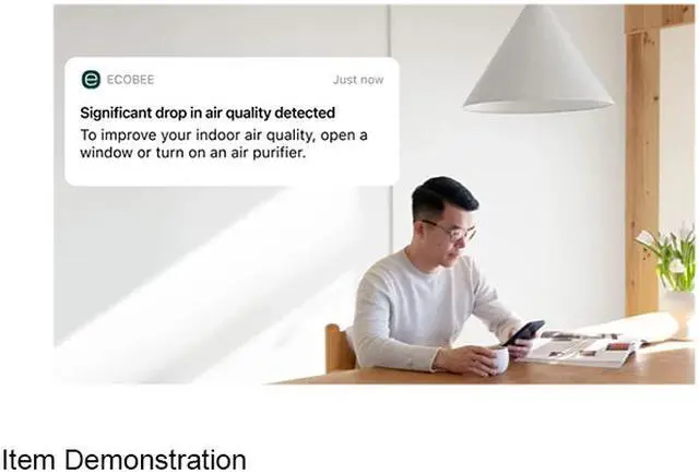 Alt view image 3 of 7 - ecobee New Smart Thermostat Premium with Smart Sensor and Air Quality Monitor - Programmable Wifi Thermostat - Works with Siri, Alexa, Google Assistant