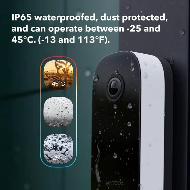 Alt view image 5 of 10 - Ecobee Smart Video Doorbell Camera (Wired) - with Industry Leading  HD Camera, Smart Security, Night Vision, Person and Package Sensors,  2-Way Talk, and Video & Snapshot Recording, Black