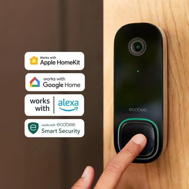 Alt view image 10 of 10 - Ecobee Smart Video Doorbell Camera (Wired) - with Industry Leading  HD Camera, Smart Security, Night Vision, Person and Package Sensors,  2-Way Talk, and Video & Snapshot Recording, Black