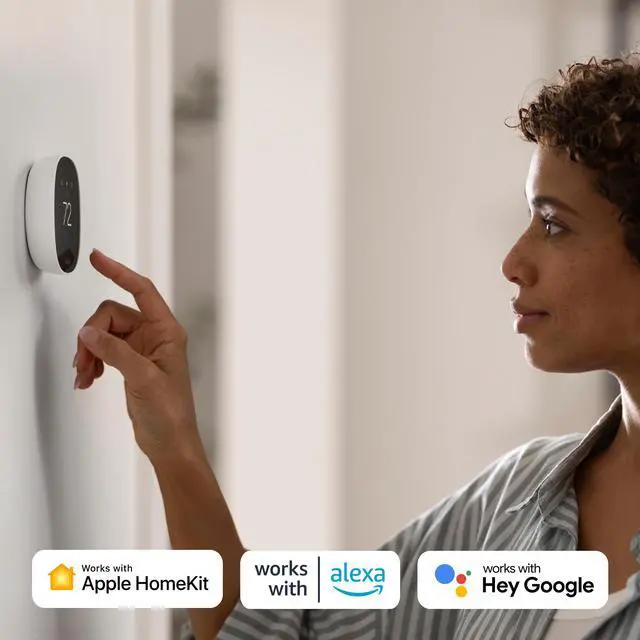 Alt view image 3 of 4 - ECOBEE Smart Thermostat Essential - Energy Star Certified programmable Wi-Fi Thermostat - Works with Siri, Alexa, and Google Assistant