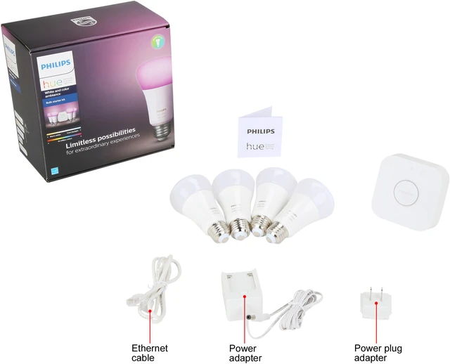 Alt view image 4 of 4 - Philips Hue 471960 White and Color Ambiance A19 60W Equivalent Smart Bulb Starter Kit