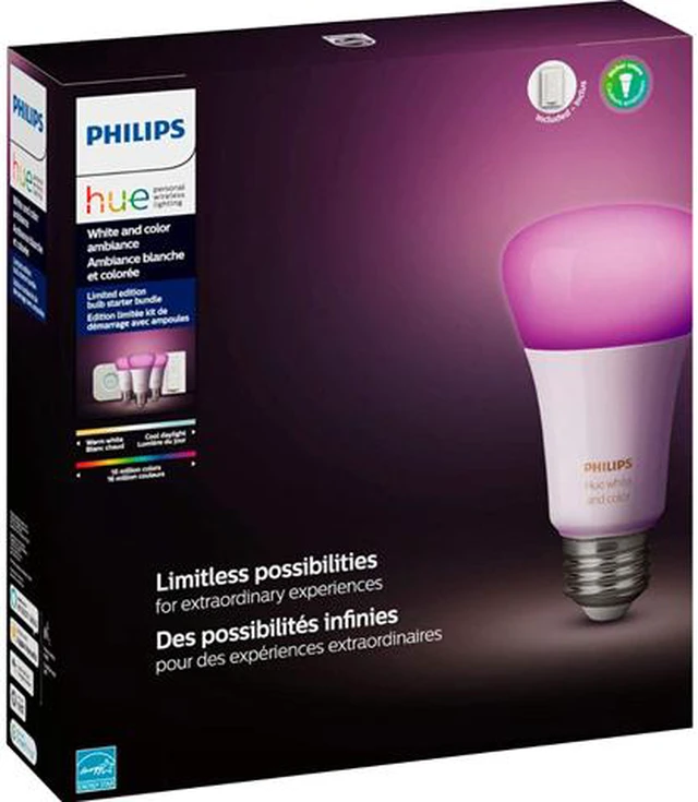 Alt view image 14 of 15 - Philips Hue PHI-541789 White & Color Ambiance LED Starter Kit (3-Pack) - Multicolor with Bridge and Dimmer