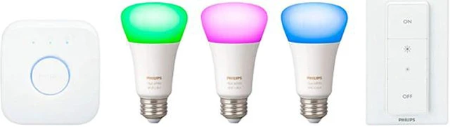 Main image of Philips Hue PHI-541789 White & Color Ambiance LED Starter Kit (3-Pack) - Multicolor with Bridge and Dimmer