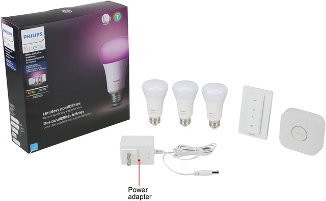 Alt view image 15 of 15 - Philips Hue PHI-541789 White & Color Ambiance LED Starter Kit (3-Pack) - Multicolor with Bridge and Dimmer
