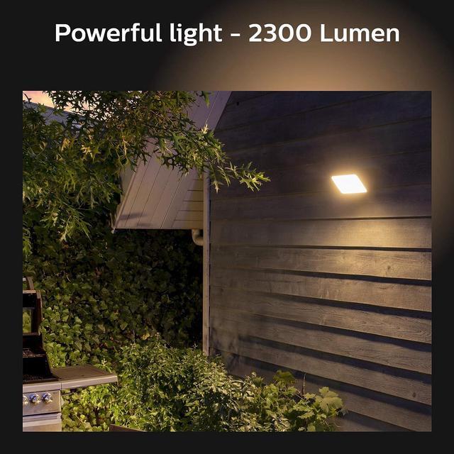 Alt view image 4 of 4 - Philips Hue Discover Outdoor Smart Flood Light Fixture, Black - 15W, White and Color Ambiance LED Color-Changing Light - 1 Pack - Requires Hue Bridge - Control with Hue App and Voice - Weatherproof