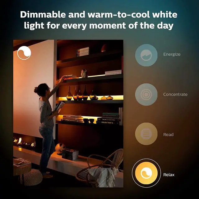 Alt view image 4 of 4 - Philips Hue Bluetooth Smart Lightstrip Plus 1m/3ft Extension NO Plug, (Voice Compatible with Amazon Alexa, Apple Homekit and Google Home), White