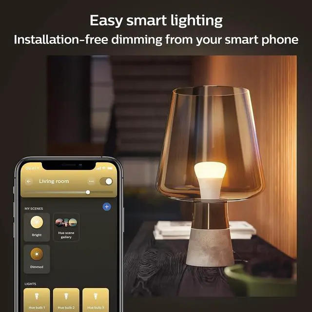 Alt view image 7 of 8 - Philips Hue A19 - E26 smart bulb - 60 W, White (4-pack)