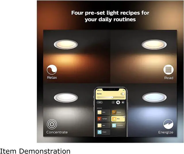 Alt view image 4 of 8 - Philips Hue White & Color Ambiance Smart Retrofit Recessed Downlight 5/6", Bluetooth & Zigbee Compatible (Hue Hub Optional), Smart Ceiling Lighting