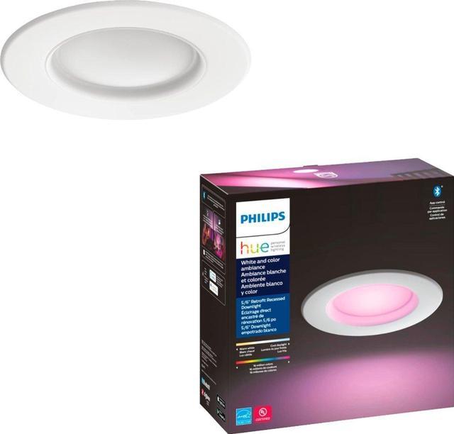 Philips Hue White and color Ambiance Smart Retrofit Recessed Downlight 4,  Bluetooth & Zigbee Compatible (Hue Hub Optional), Smart Ceiling Lighting