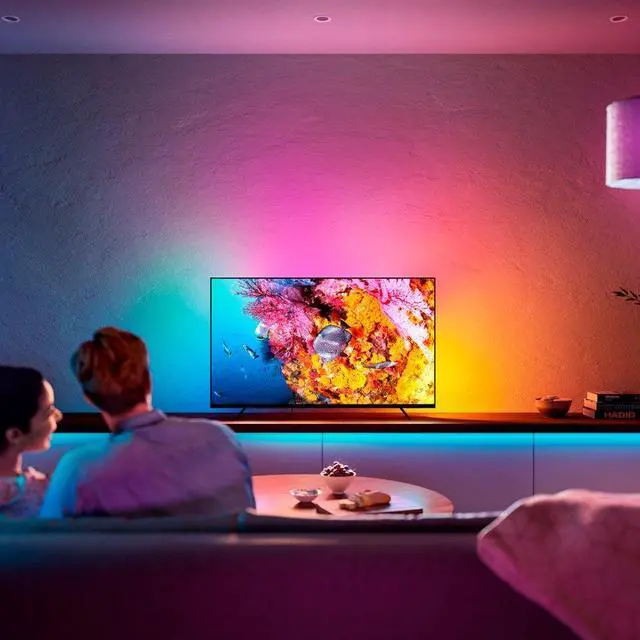 Alt view image 6 of 9 - Philips Hue Play Gradient 65" TV LED Backlight Lightstrip, Flowing Multicolor Effect, Surround Lighting for Home Theater, Sync with Movies, Music and Video Games, Requires Hue Bridge and HDMI Sync Box