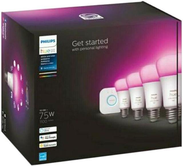 Philips Hue LED Color Smart Bulb Starter Kit (75W 2021 Version), Compatible with Alexa, Apple HomeKit Google Assistant, White and Color Ambiance (16 Million Colors), Bulbs Smart Plug &