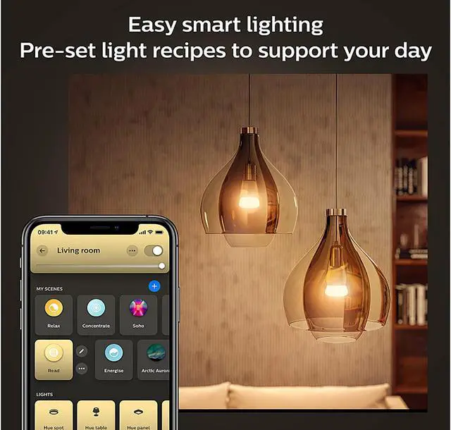 Alt view image 4 of 5 - Philips Hue 563270 Starter Kit, 10.5W A19 E26 Bluetooth 4-pack Smart Bulb