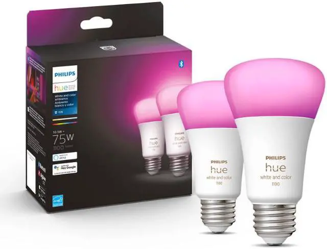 Main image of Philips Hue 563361 10.5W A19 E26 Bluetooth Smart Bulb, 2-pack
