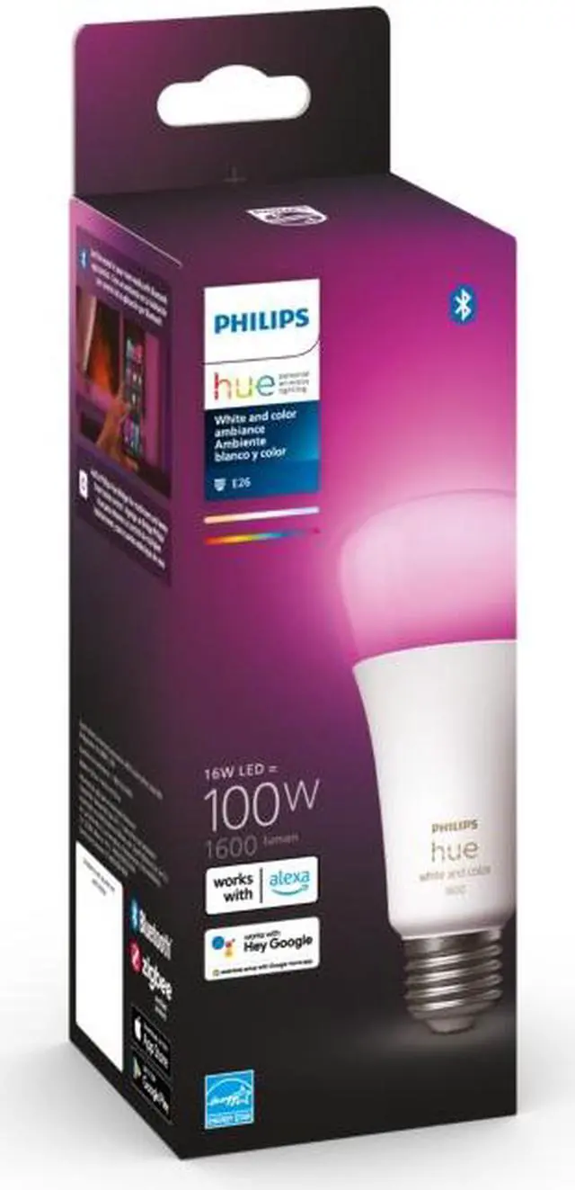 Alt view image 4 of 8 - Philips Hue 562982 1-pack 100W A21 E26 Smart Bulb-White and Color Ambiance