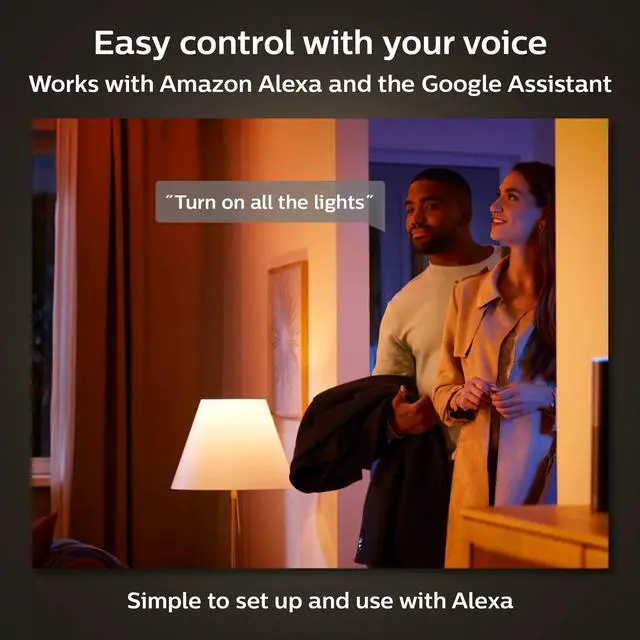 Alt view image 5 of 10 - Philips Hue A19 LED Smart Light Bulb - White and Color Ambiance - 60W Indoor Light Bulb - Control with Hue App - Works with Alexa, Google Assistant and Apple Homekit - 3 Pack