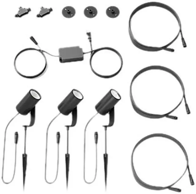 Alt view image 4 of 8 - Philips Hue Lily White & Color Outdoor Spot Light Base kit, 3 Spot Lights with Power Supply + Mount, Black (New) & Outdoor Low Voltage Extension Cable for Calla, Econic and Lily Outdoor Lights, 16ft