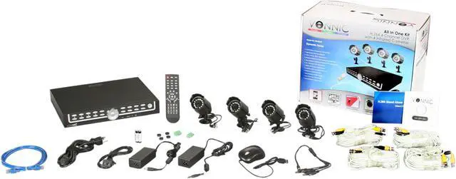 Alt view image 11 of 11 - Vonnic DK4264B 4 Camera + 4 Channel 500GB DVR H.264 Remote Web/ 3G Mobile phone access Kit Solution