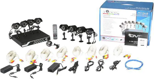 Alt view image 12 of 12 - Vonnic (DK3258B5) 8 channel + 8 Bullet Cameras 12 IR H.264 Remote Monitoring/CMS/email Notification/500GB completed security kit