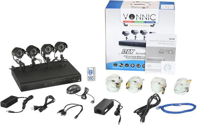 Alt view image 11 of 11 - Vonnic DKSY0804D 8 channel + 4 Sony CCD Bullet Cameras 12 IR LED H.264 High performance DVR, Remote Monitoring/Real time record,display/CMS/ with 500GB completed Security Kit