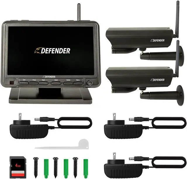 Alt view image 8 of 8 - Defender PHOENIXM2 Non Wi-Fi. Plug-In. Security Camera System with 7" Display Monitor and 2 Night Vision Cameras with SD Card Recording