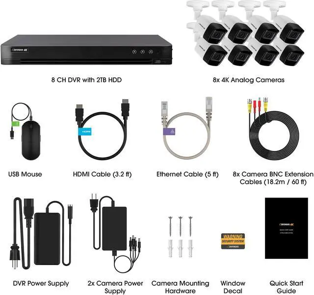 Alt view image 7 of 7 - Defender 8 Channel Ultra HD 4K (8MP) Wired Security System with 8 Night Vision Cameras