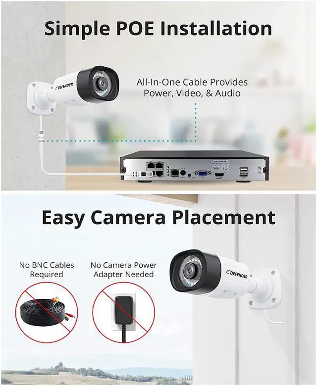 Alt view image 2 of 9 - Defender Sentinel 4K Ultra HD POE Wired NVR Security System with 8 Cameras, Color Night Vision, Smart Human Detection & Mobile App