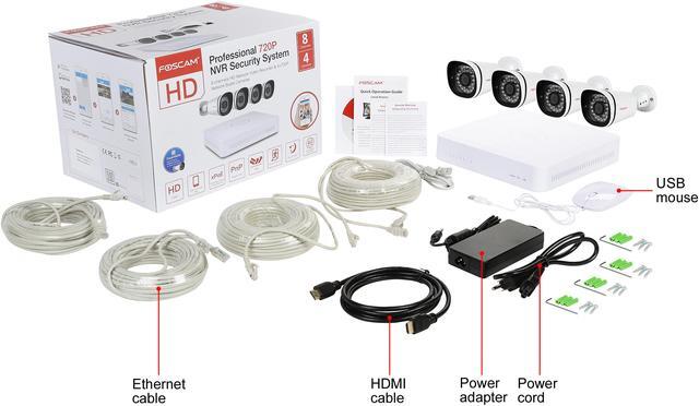 Alt view image 10 of 10 - Foscam 8 Channel sPoE NVR Professional Security System 4 Outdoor 720P HD IP Cameras with IP66, Night Vision up to 65 ft. (20m), View on Mobile APP, 1TB Hard Drive
