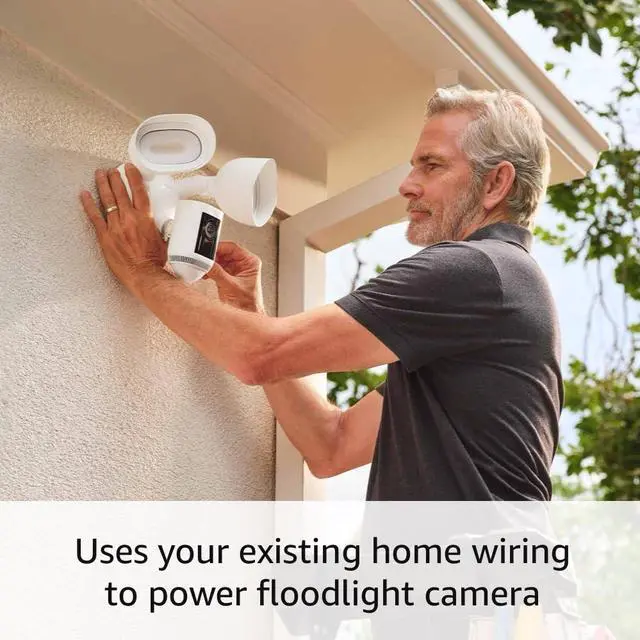 Alt view image 2 of 3 - Ring Floodlight Cam Wired Pro with Bird’s Eye View and 3D Motion Detection - Black   B0CG6RXMNV