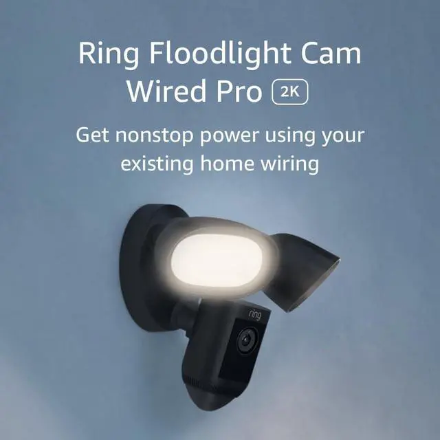 Alt view image 3 of 3 - Ring Floodlight Cam Wired Pro with Bird’s Eye View and 3D Motion Detection - Black   B0CG6RXMNV
