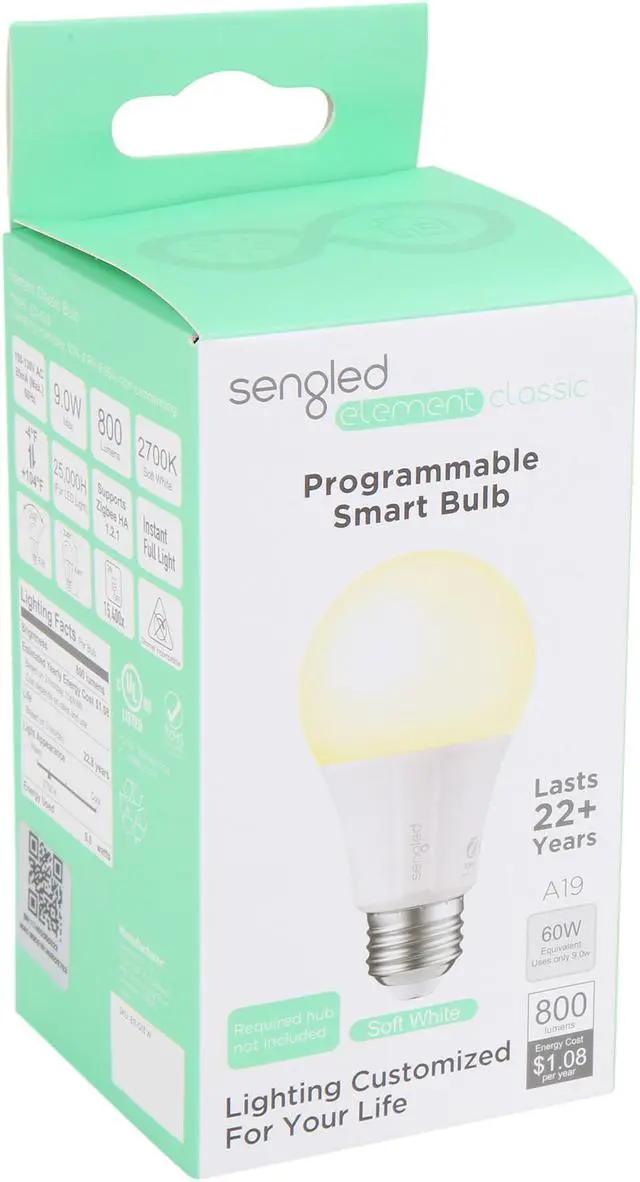 Alt view image 6 of 6 - Sengled Element Classic A19 Soft White 2700K Smart LED Bulb (Hub Required), Works with Alexa, Google Assistant, Echo Plus & SmartThings - 1 Pack, E11-G13W
