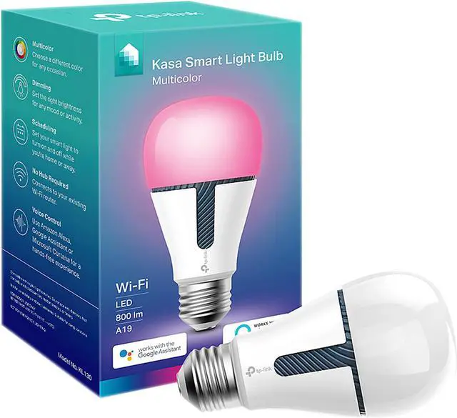 Alt view image 2 of 5 - Kasa KL130 Smart Wi-Fi LED Light Bulb by TP-Link - Multicolor, Dimmable, A19, No Hub Required, Works with Alexa and Google Assistant